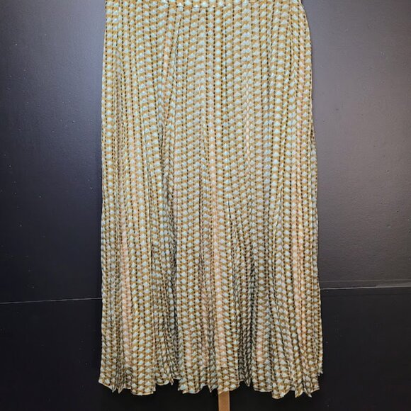 NWT FENDI Gonna Fan Karligraphy Pleated Skirt Sz 44 US 8 100% Silk - Picture 3 of 14